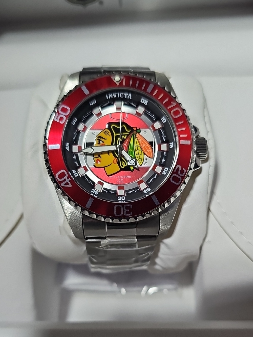 Invicta Red and Silver Chicago Blackhawks Logo Watch 47mm, Brand New, Never Used